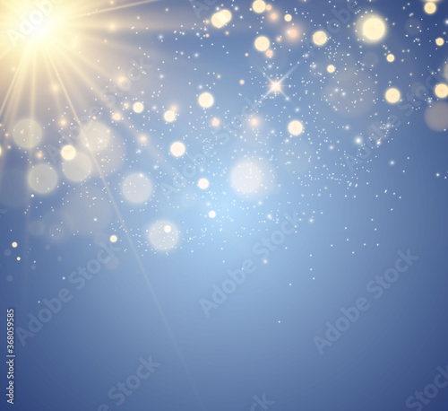 Bright beautiful star. Light from the rays.