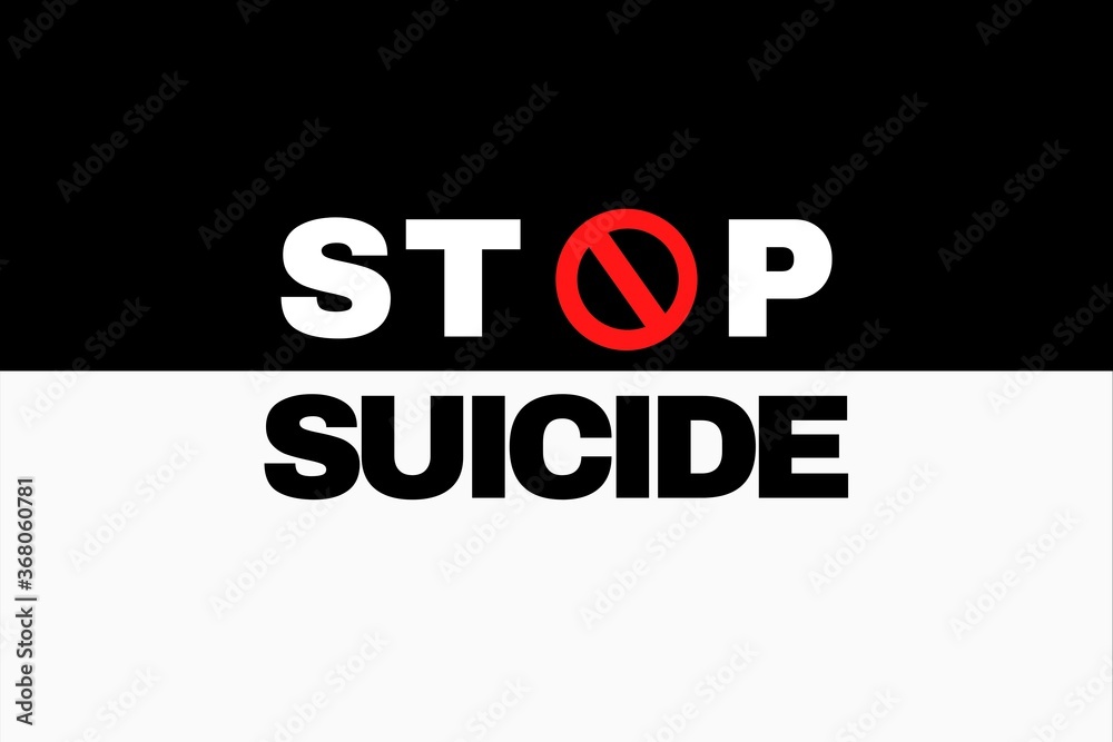 Stop Suicide Illustration Showing A Circular Stop Sign A Prevention Campaign To Help Suicidal