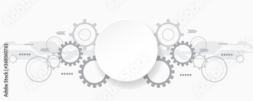 Vector illustration white gear wheel on circuit board, Hi-tech digital technology and engineering, Abstract futuristic- technology on white color background