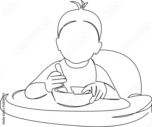 baby eats porridge