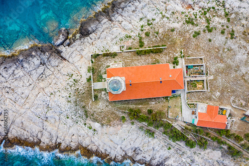 Lighthouse Stoncica on island Vis, Splitsko-Dalmatinska, Croatia, Adriatic sea photo