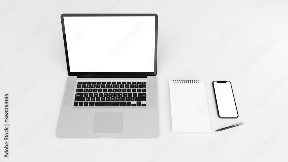 workplace laptop and notebookmock up workplace laptop and notebookmock up