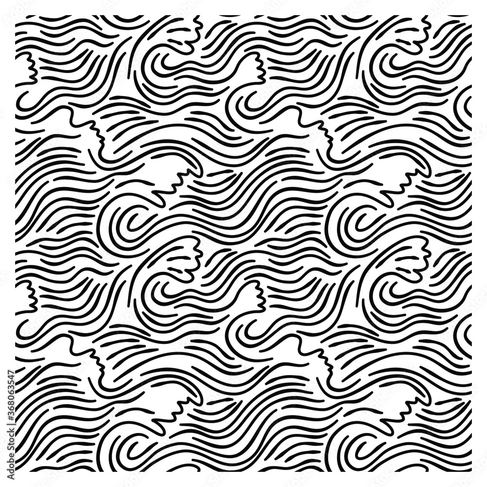 Seamless pattern of stormy waves. Design for backdrops with sea, rivers or water texture.