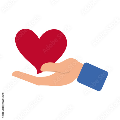 hand holding love heart romantic flat style icon