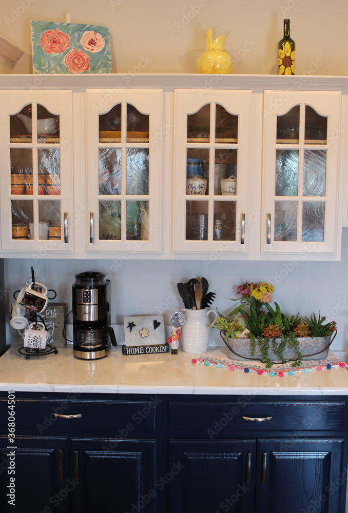 Fototapeta premium Kitchen Life Blue White Fresh Cottage