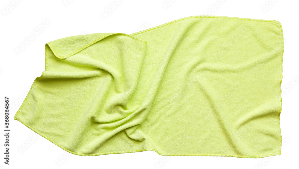 Green beach towel isolated white background