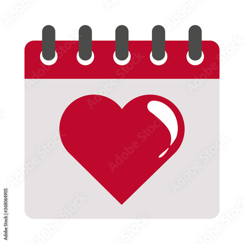 calendar reminder date love heart romantic passion flat style icon