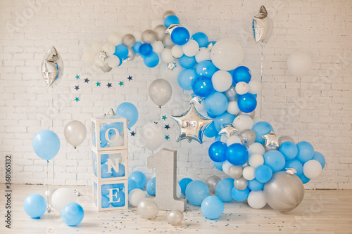 Blue decor for first birthday