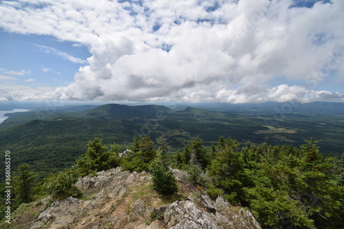 View from Mont Owl's Heal (ski resort) of the US / Canadian border between the province of Quebec and the state of Vermont