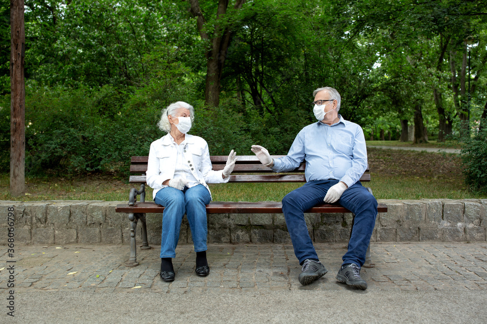 Senior people practicing social distancing Senior people practicing social distancing