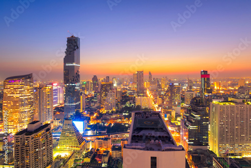 Photography Cityscape view of Bangkok modern office business building in business zone at Bangkok,Thailand