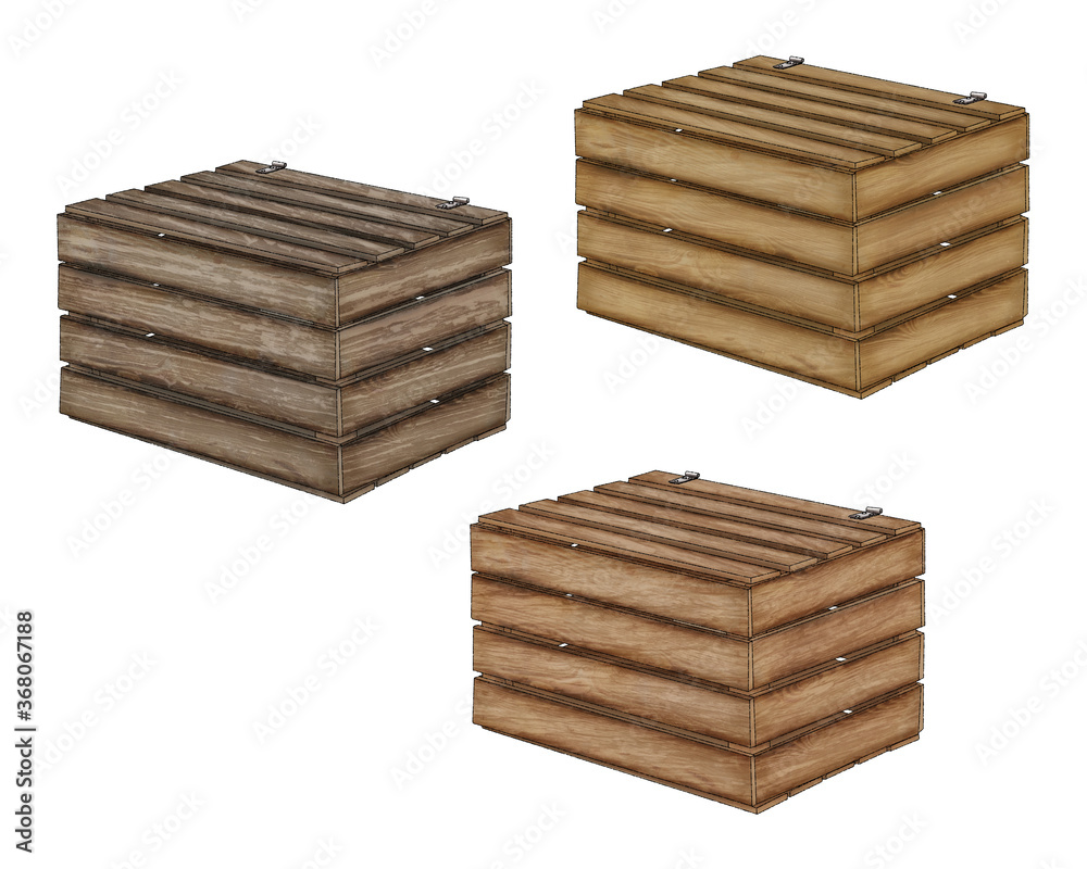 Closed wooden storage box. Illustration for design on a white background. Closed wooden storage box. Illustration for design on a white background.