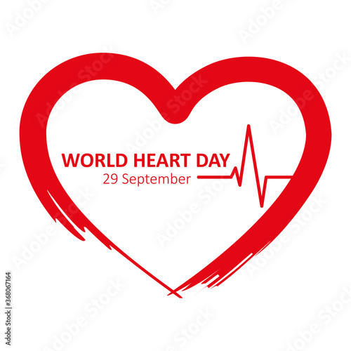 world heart day 29 september red heart beat vector illustration EPS10