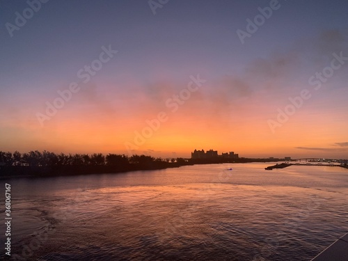 sunset over the river