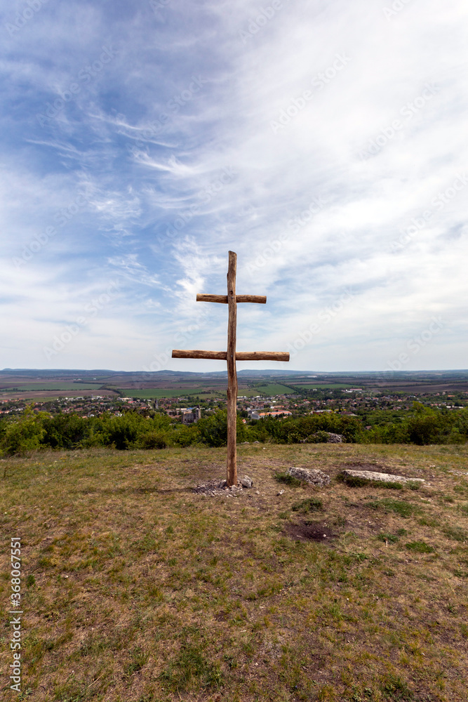 Two-barred cross near the village of Zsambek, Hungary Two-barred cross near the village of Zsambek, Hungary