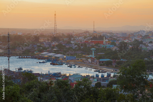 The town of Phan Thiet is in the sunset. Vietnam © sikaraha
