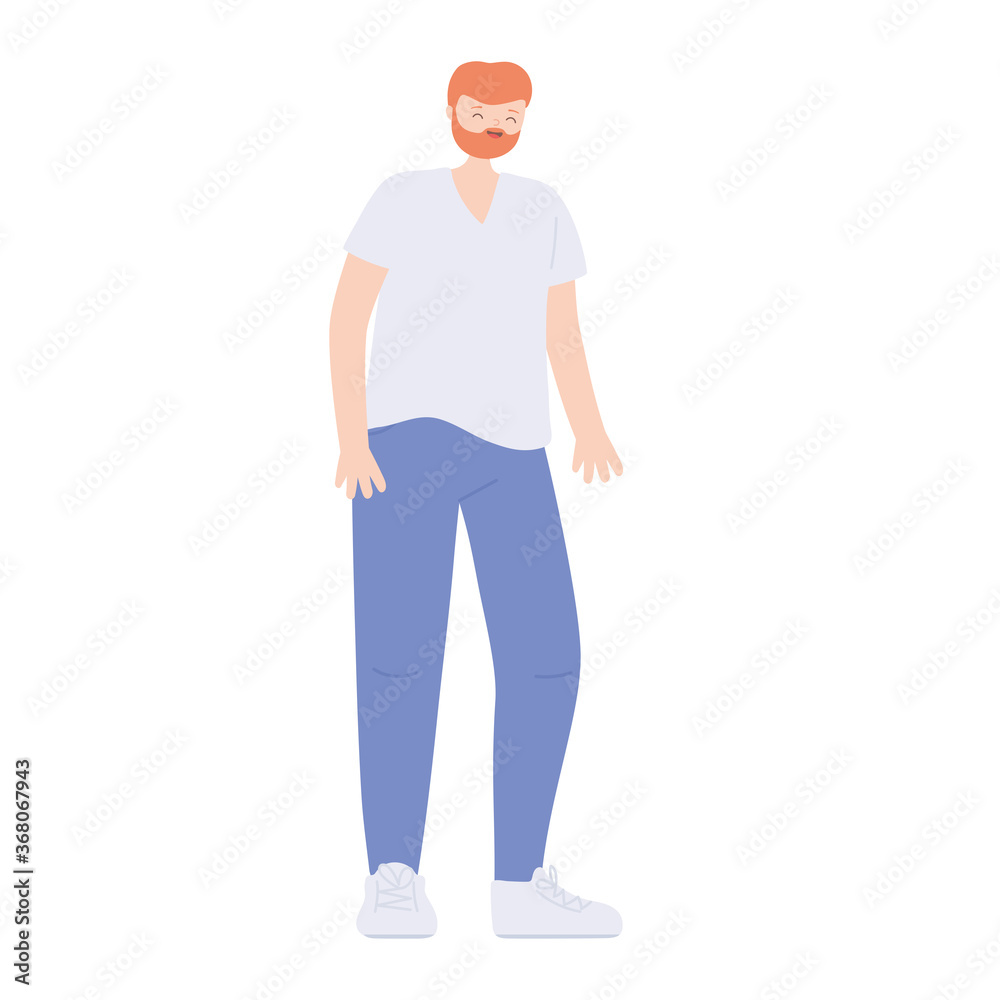 young man character cartoon standing isolated icon design young man character cartoon standing isolated icon design