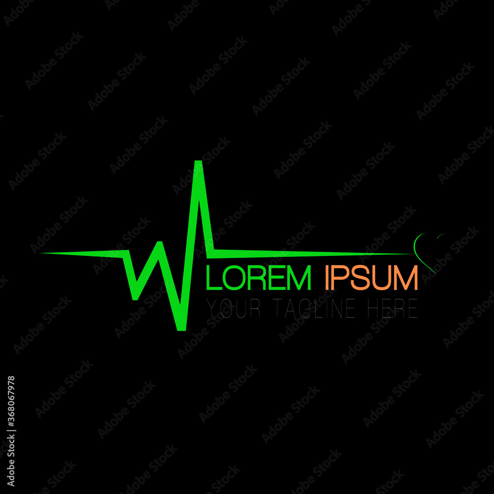 Beautiful cardiology illustration vector logo design health care and medical symbols cardiogram heart beating sign pharmacy company vector logo.