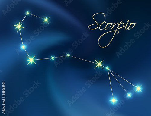 Scorpio constellation astrology vector illustration.