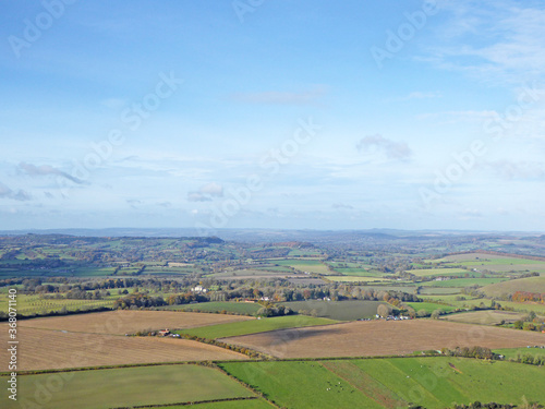 Aerial view of the fields at Monks Down in Wiltshire 