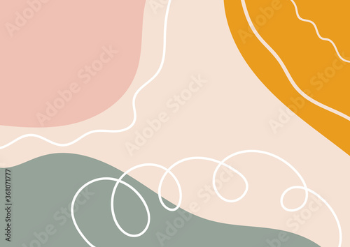 Abstract minimalist creative background with hand drawn curves lines and liquid shapes. Design artwork Great for covers, card, textile fabric prints, wallpapers, poster. Vector illustration.