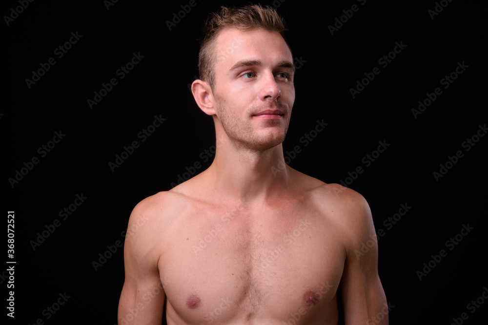 Portrait of young handsome shirtless man with blond hair Portrait of young handsome shirtless man with blond hair