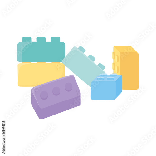 kids toys blocks construction cartoon isolated icon design white background