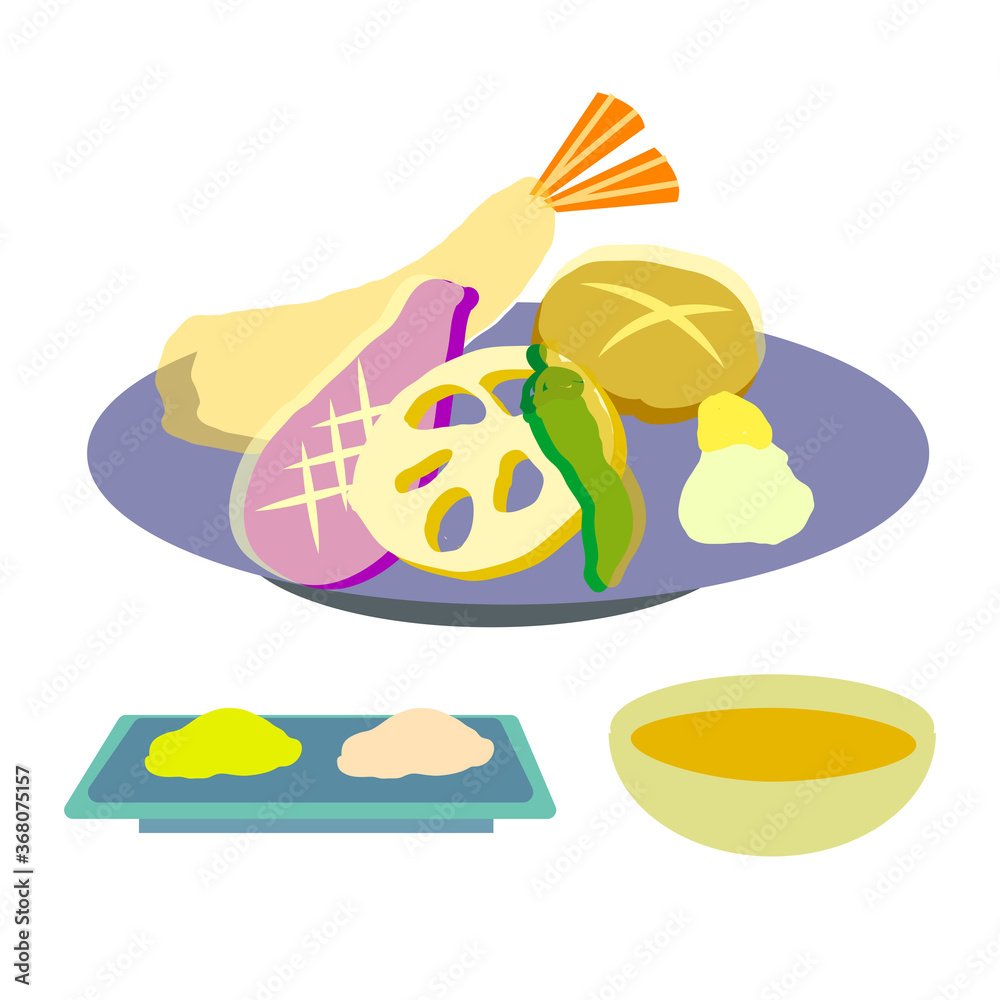 上品な和食のイラスト 天ぷら盛り合わせ Stock Illustration Adobe Stock