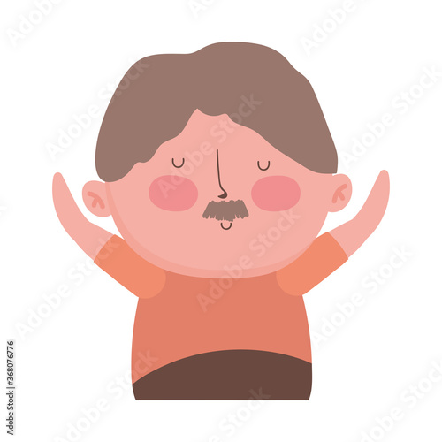 grandparents day, old man grandpa cartoon character portrait isolated icon design white background