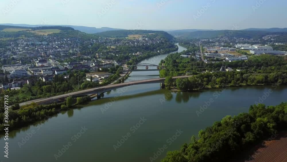 Junction of the Rivers Saar and Moselle near Konz, Rhineland-Palatinate, Germany Junction of the Rivers Saar and Moselle near Konz, Rhineland-Palatinate, Germany