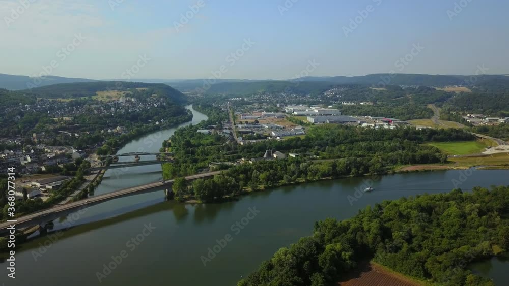 Junction of the Rivers Saar and Moselle near Konz, Rhineland-Palatinate, Germany Junction of the Rivers Saar and Moselle near Konz, Rhineland-Palatinate, Germany