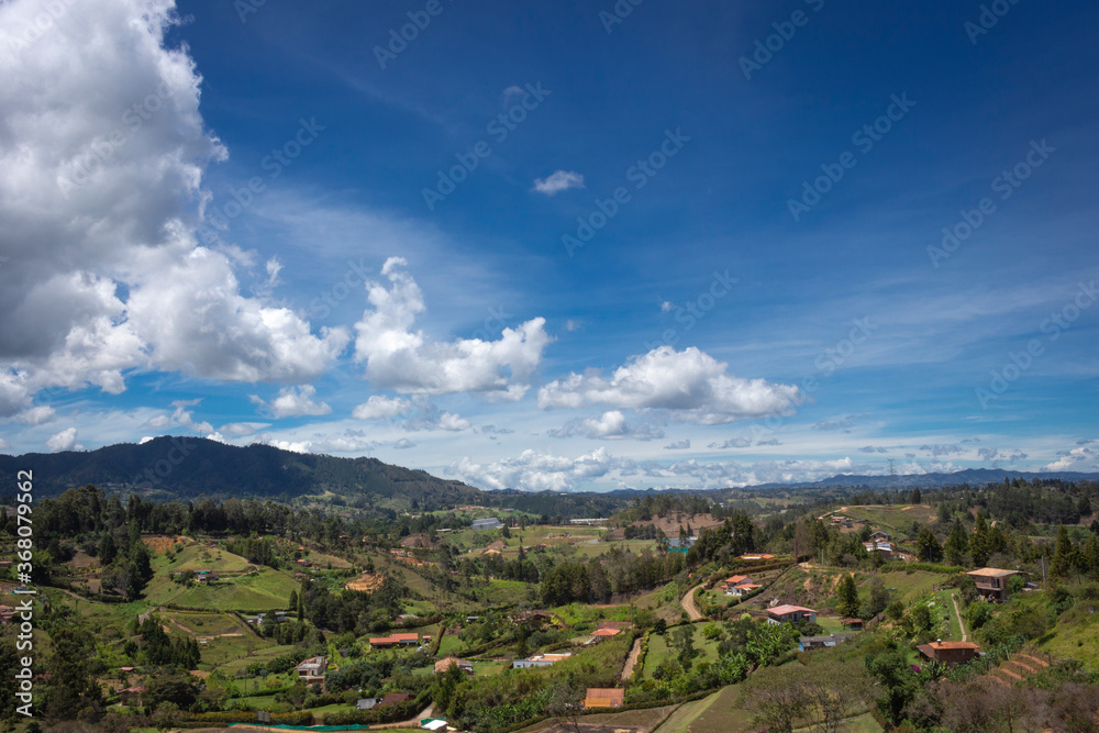 Colombian landscapes. Green mountains in Colombia, Latin America
