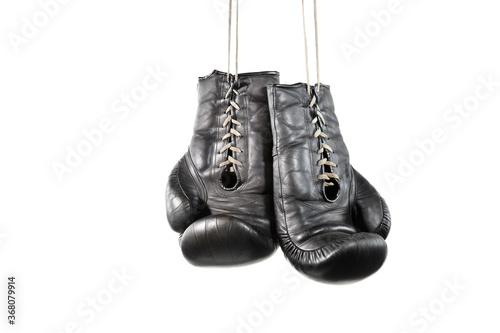 Beautiful used boxings gloves on a white background  S2087 © focus