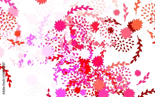 Light Pink  Yellow vector doodle background with flowers  roses.