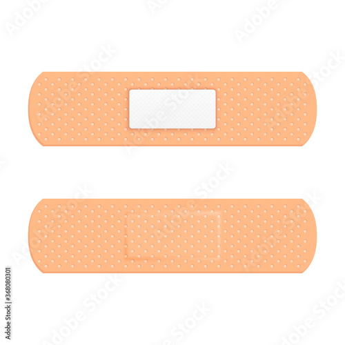 Vector 3d Realistic Medical Patch Icon Set Closeup Isolated on White Background. Design Template Adhesive Bandage Elastic Medical Plasters. Top View