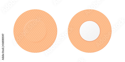 Vector 3d Realistic Round Medical Patch Icon Set Closeup Isolated on White Background. Design Template Adhesive Bandage Elastic Medical Plasters. Top View