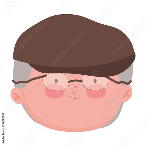 grandparents day, old man grandpa cartoon character face isolated icon design