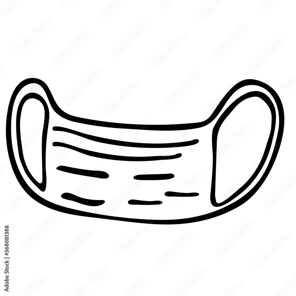 Medical mask for protection from viruses and bacteria. Hand-drawn illustration. Vector. Medical mask for protection from viruses and bacteria. Hand-drawn illustration. Vector.