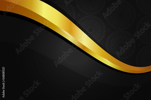 Elegant golden background wallpaper with mandala seamless pattern in black gold color