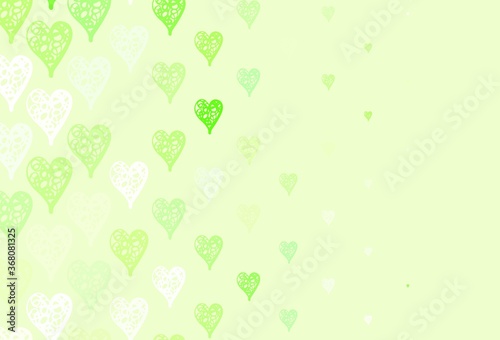 Light Green  Yellow vector texture with lovely hearts.