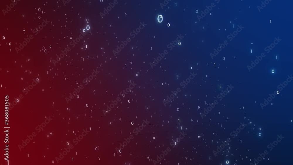 Abstract dark red blue glowy binary numbers animation background. Abstract dark red blue glowy binary numbers animation background.
