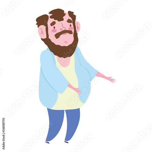 grandparents day, grandpa standing character cartoon isolated icon design