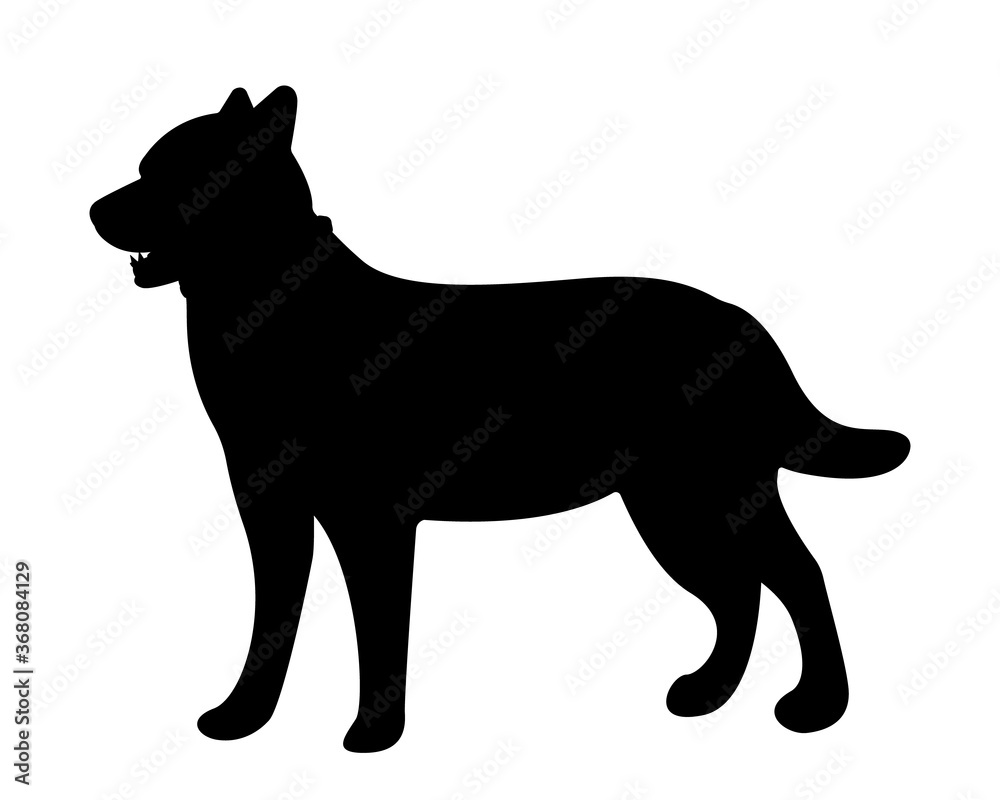 Dog silhouette isolated on white background. Pets. Element for your design