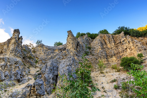"Stone Forest" Rock formations of sandstone and slate caused by erosion. Zagori, Greece