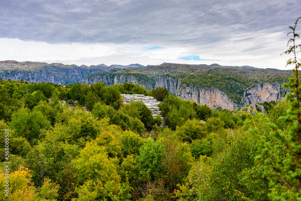 Stone forest (Petrodasos), which is a natural monument with rocky formations with superimposed horizontal layers of stone. Stone forest (Petrodasos), which is a natural monument with rocky formations with superimposed horizontal layers of stone.