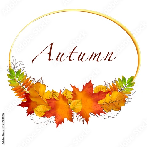 Autumn frame with maple leaves