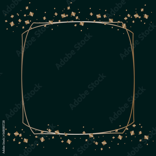 Vector graphics,delicate square shiny platinum frame on a dark background.Design decoration,graphic element for greeting cards,invitation,poster,photo.