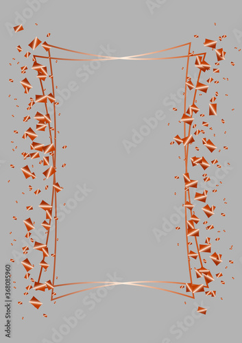 Vector graphics,delicate rose gold shiny frame in the shape of rectangles on a dark background.Design decoration,graphic element for cards,invitation,poster,photo.