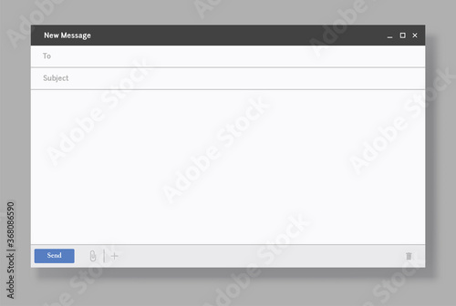 Blank email screen. Mail message web page vector frame.