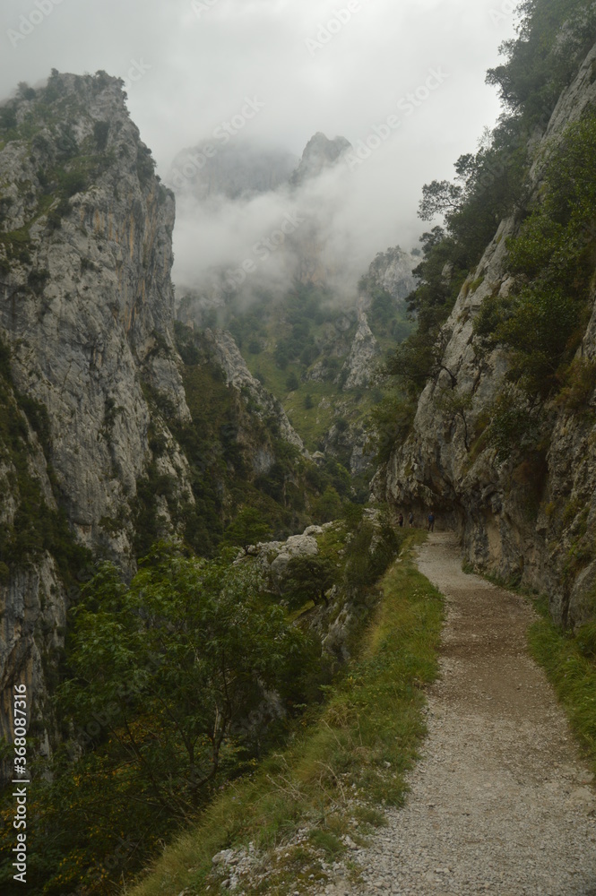 The dramatic landscape of the Picos de Europa mountains in Cantabria and Castile and León in Spain The dramatic landscape of the Picos de Europa mountains in Cantabria and Castile and León in Spain